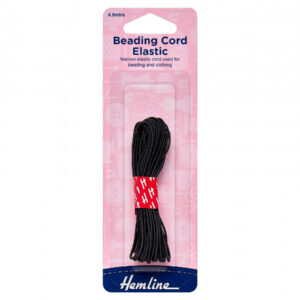 Hemline Beading Cord Elastic - Black - 1.3mm x 4.5m - Image 1
