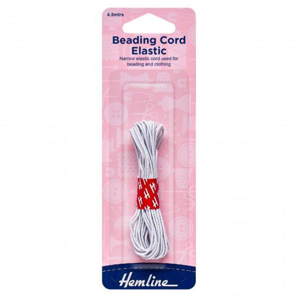 Hemline Beading Cord Elastic - White - 1.3mm x 4.5m