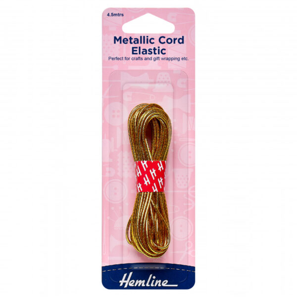 Hemline Metallic Cord Elastic - Gold - 1.3mm x 4.5m