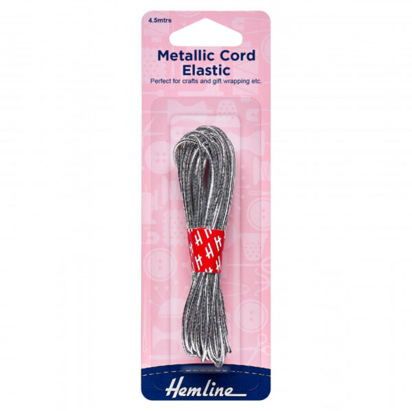 Hemline Metallic Cord Elastic - Silver - 1.3mm x 4.5m
