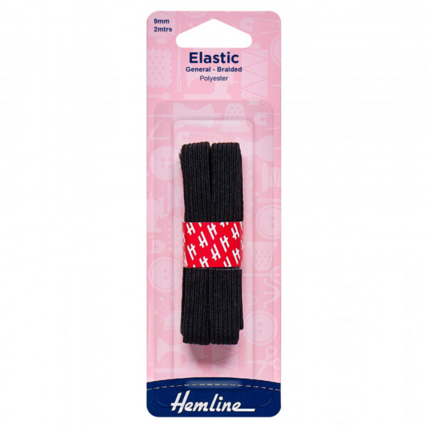 Hemline General Purpose Elastic - Black - 9mm x 2m