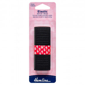 Hemline Non-roll Woven Elastic - Black - 31mm x 0.9m - Image 1
