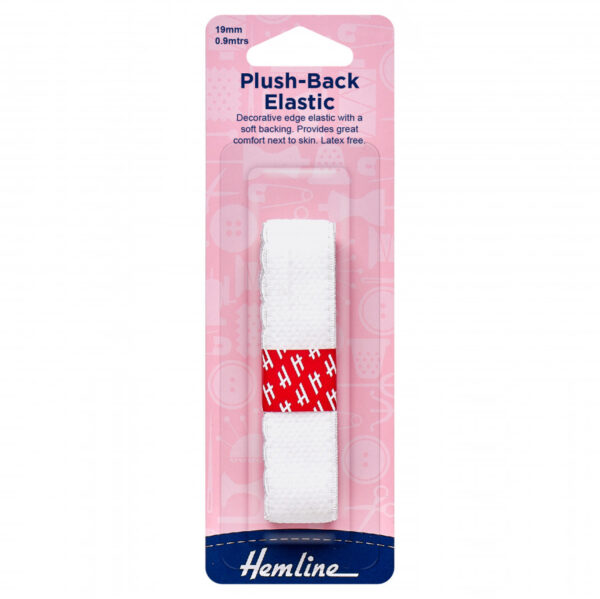 Hemline Plush-Back Elastic - White - 19mm x 0.9m
