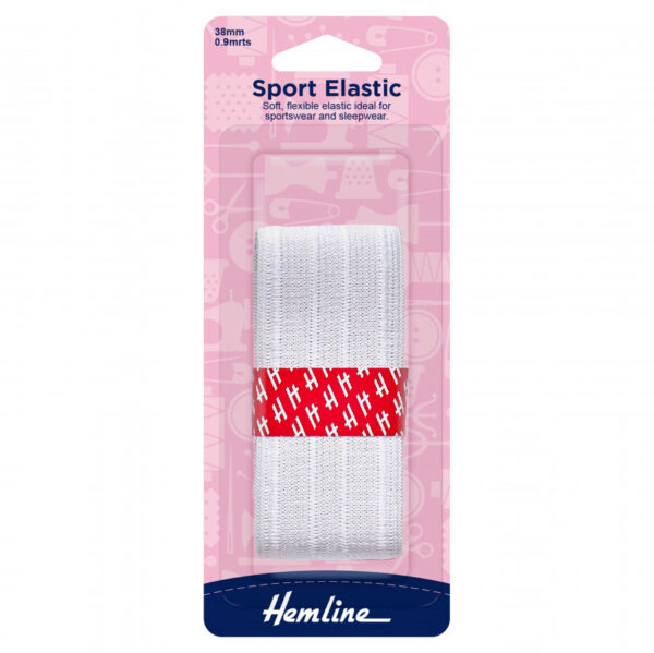 Hemline Sport Elastic - White - 38mm x 0.9m