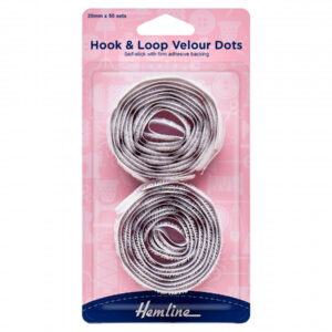 Hemline Hook & Loop Self Adhesive Velour Dots - White - 20mm Value Pack - Image 1