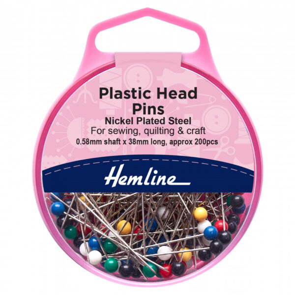 Hemline Premium Plastic Headed Pins - 38mm
