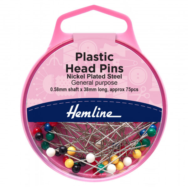 Hemline General Purpose Plastic Headed Pins - 38mm Value Pack