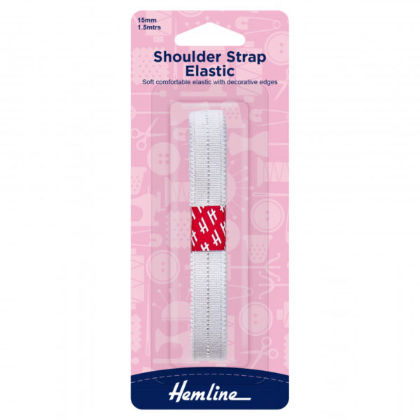 Hemline Elastic Shoulder Strap Elastic - White - 15mm x 1.5m