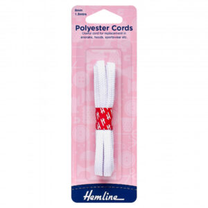 Hemline Polyester Cords - White - 6mm x 1.5m - Image 1