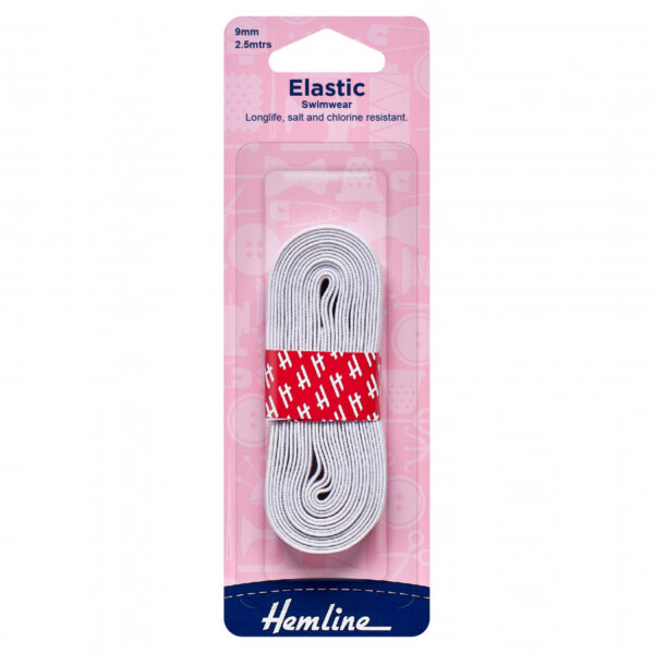 Hemline Swimwear Elastic - White - 9mm x 2.5m