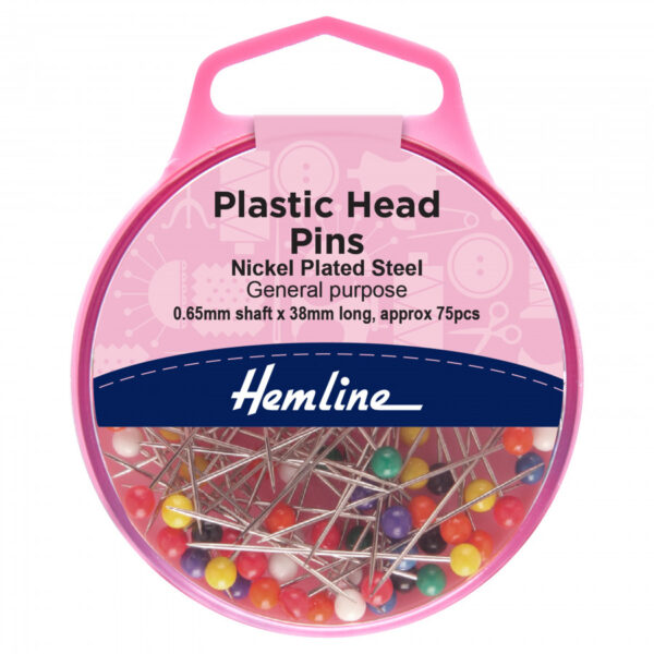 Hemline Plastic Headed Pins General Purpose - 38mm