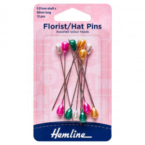 Hemline Florist Hat Pins - 65mm (Assorted Colours) - Image 1