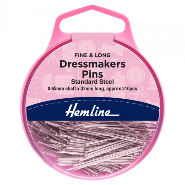 Hemline Dressmakers Pins - Fine & Long - 32mm