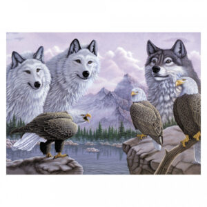 Adult Paint By Numbers Wolves & Eagles - Image 1