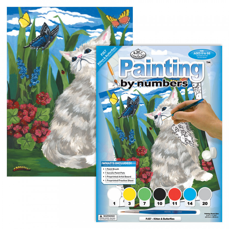 Junior Paint By Numbers Kitten & Butterflies Clark Craft Products