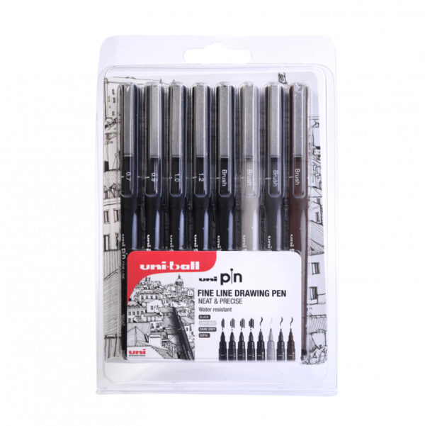 Uni-ball PIN Pen Set of 8 - Mixed