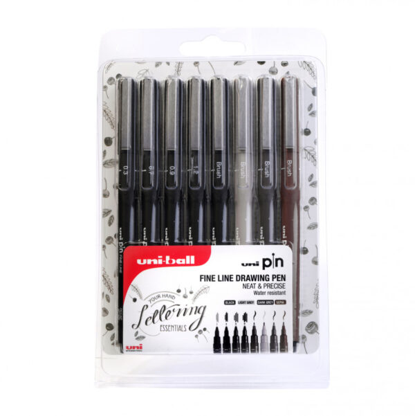 Uni-ball PIN Pen Set of 8 - Handwriting Set