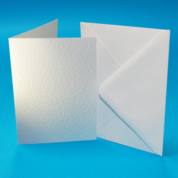 Pack of 50 C6 Blank Cards & Envelopes - Hammer Finish White