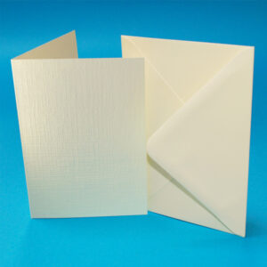 Pack of 50 C6 Blank Cards & Envelopes - Linen Finish Ivory - Image 1
