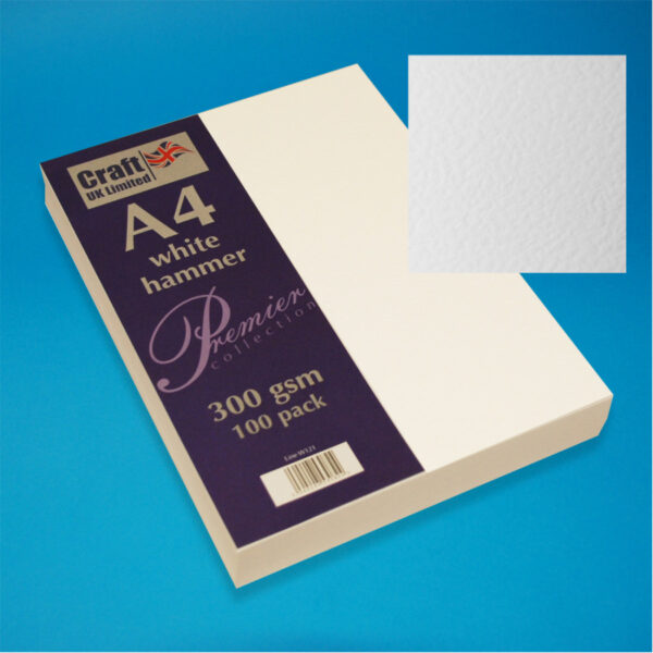 Pack of 100 Sheets of A4 300gsm Hammer Effect Card - White