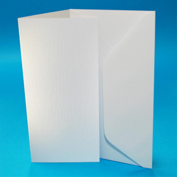 Pack of 50 DL Blank Cards & Envelopes - Linen Finish White