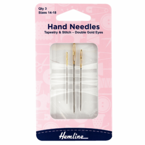 Hemline Hand Sewing Needles Tapestry Double Gold Eye Size 14-18 - Image 1