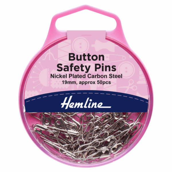 Hemline Button Safety Pins - 19mm