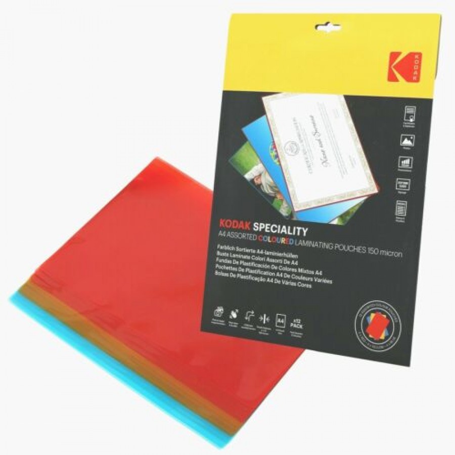 Kodak A4 COLOURED Laminating Pouches Clark Craft Products