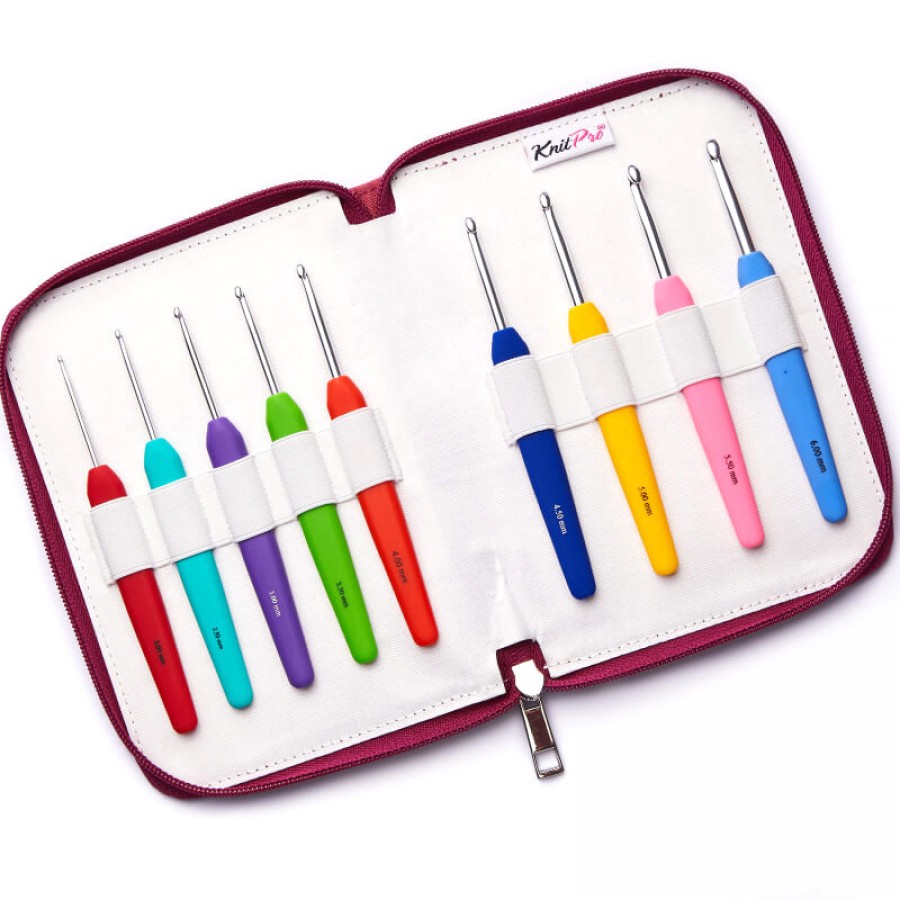 Crochet à Tricoter KnitPro Waves 2.0 – Taille 2,5 Mm En Aluminium, Poignée Ergonomique Fuchsia