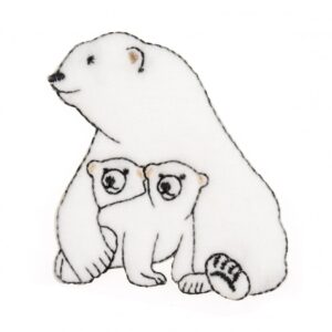 Motif Polar Bear & Cubs White Felt