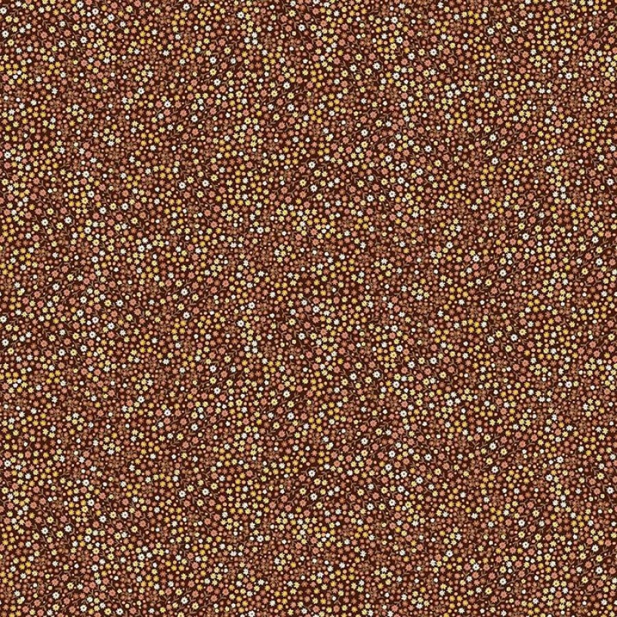 Makower – Hello Autumn – Blooms Brown – SOLD BY THE METRE
