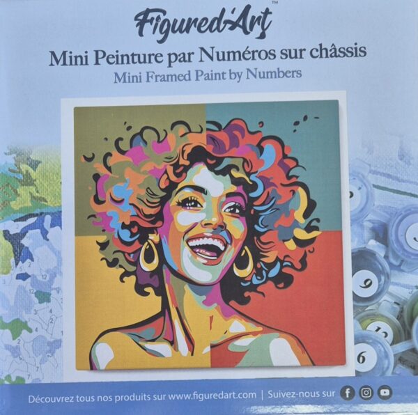 Mini Painting by Numbers 20x20cm with Afro Pop Art Woman Frame