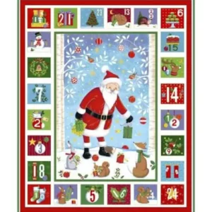 Makower Advent Panel Merry Santa Fabric SOLD BY THE PANEL