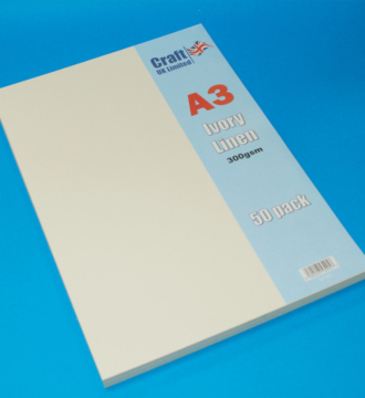 Pack of 50 Sheets of A3 Ivory Linen Card