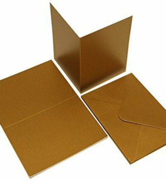 Pack of 20 Pearlescent C6 Blank Cards & Envelopes - Rose Gold