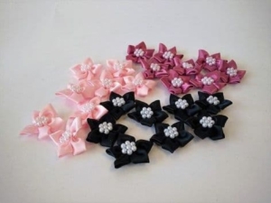 Shocking Pink Satin Stars with Pearls