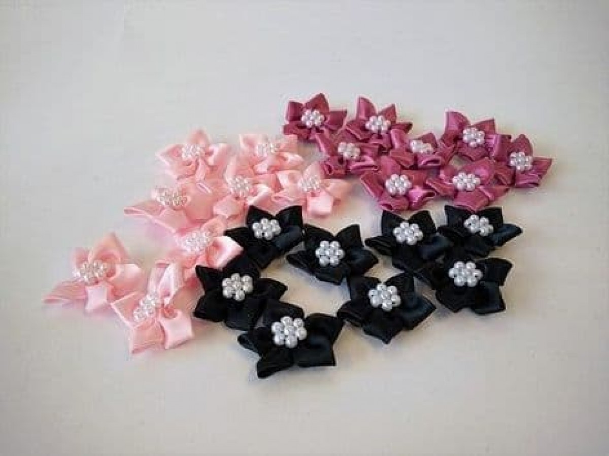 Shocking Pink Satin Stars with Pearls