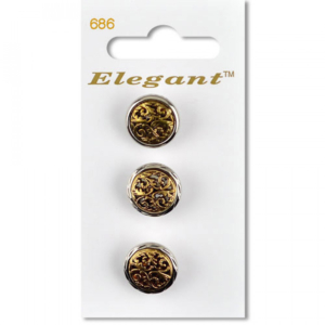 Sirdar Elegant Buttons - Silver & Antique Gold Shank 16mm