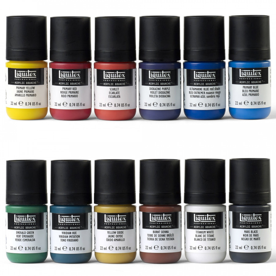 Liquitex Acrylic Gouache Set - 12 x 22ml Essentials Set - Image 2