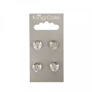 King Cole Domed Diamond Effect Buttons - Clear (Small)