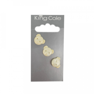 King Cole Teddy Bear Shaped Buttons - Cream