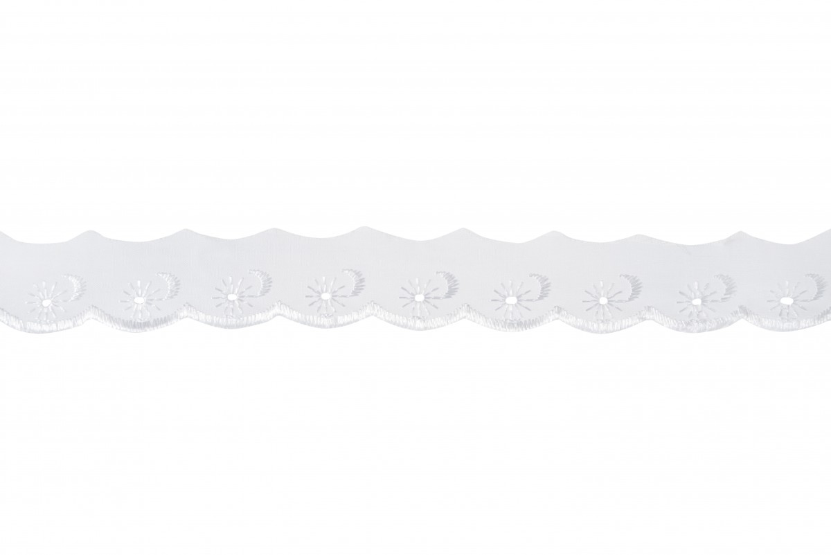 Trim lace Broderie Anglaise Scalloped  White