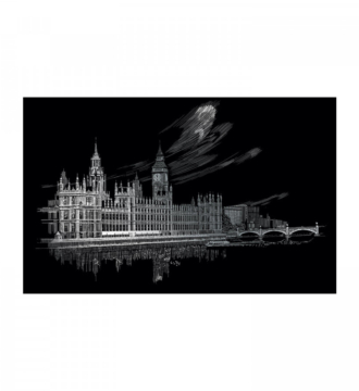 Famous Places Engraving Art - Big Ben & Parliament