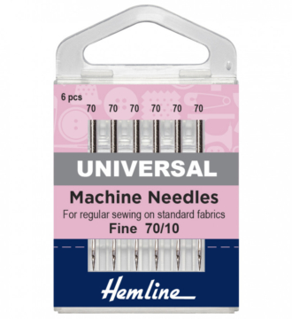 Hemline Sewing Machine Needles: Universal: Fine 70/10: 5 Pieces