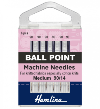 Hemline Sewing Machine Needles: Ball Point: Medium/Heavy 90/14: 5 Pieces