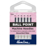 Hemline Sewing Machine Needles: Ball Point: Mixed: 5 Pieces