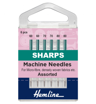 Hemline Sewing Machine Needles: Sharp/Micro: Mixed: 5 Pieces