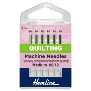 Hemline Sewing Machine Needles: Quilting: Medium 80/12: 5 Pieces