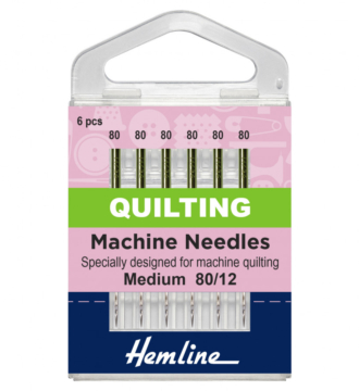 Hemline Sewing Machine Needles: Quilting: Medium 80/12: 5 Pieces