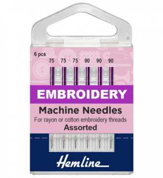 Hemline Sewing Machine Needles: Embroidery: Mixed: 5 Pieces